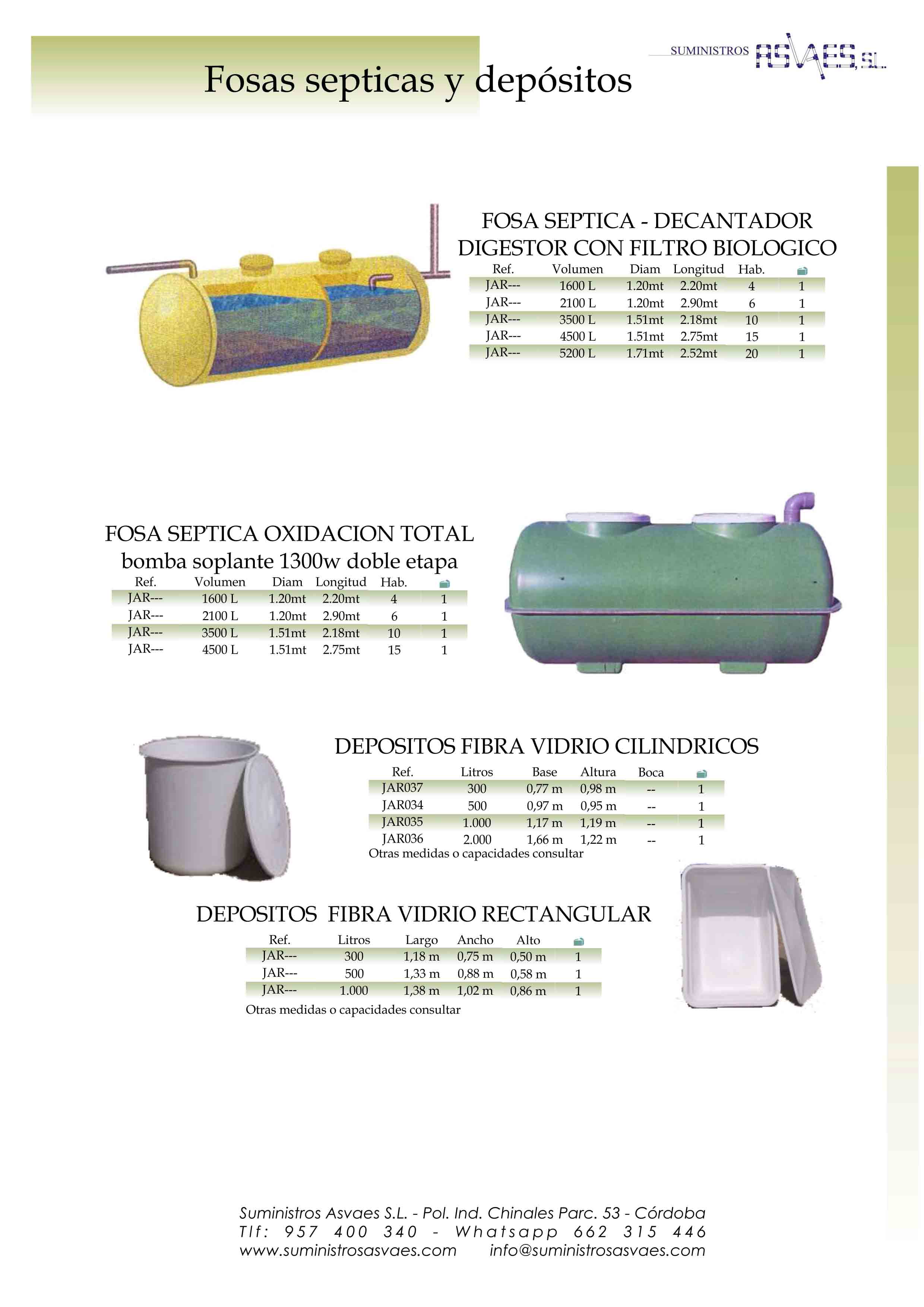 Depósitos y fosas sépticas